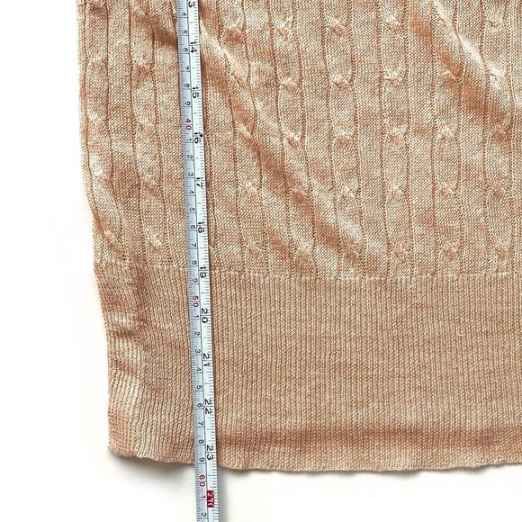 J.Crew Linen Cable Knit Sweater Size XS 3/4 Sleeves Boatneck Preppy - Picture 7 of 9